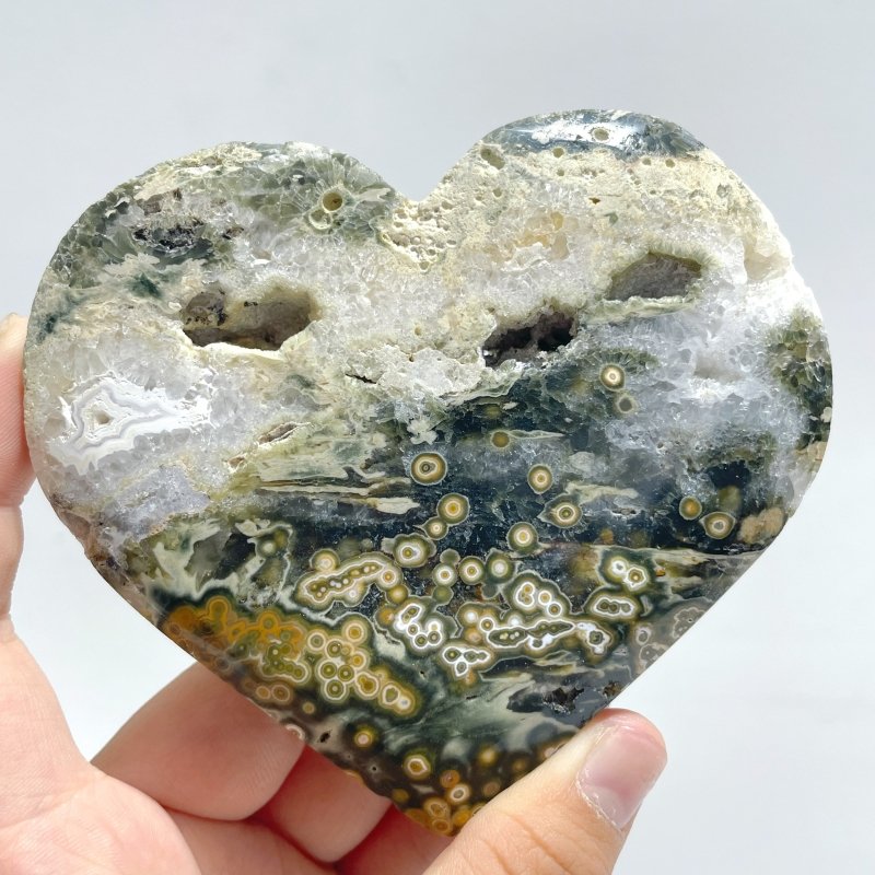 13 Pieces Large 8th Vein Ocean Jasper Heart 3 - Wholesale Crystals