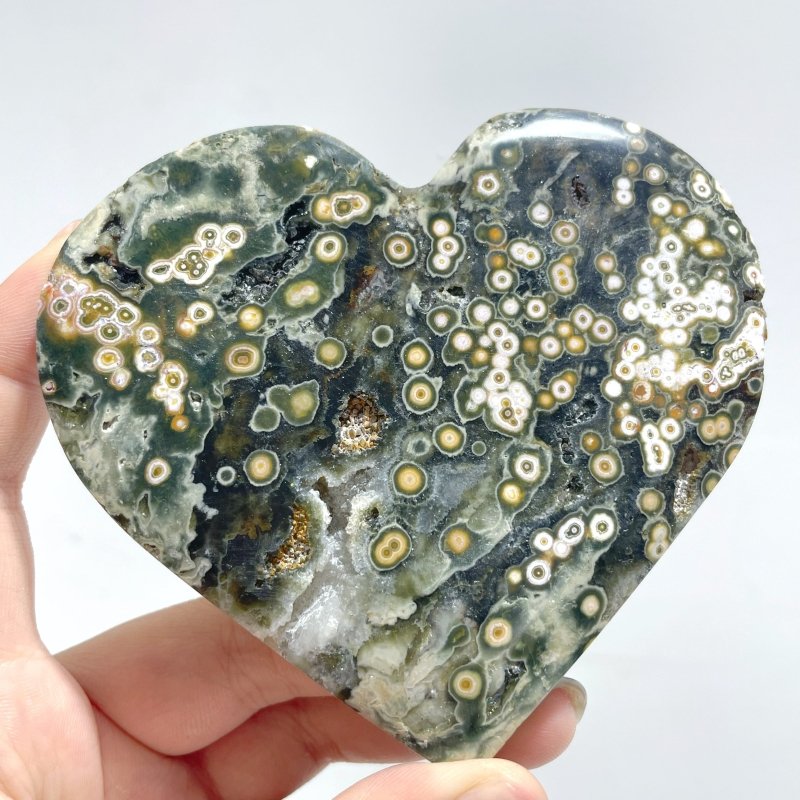 13 Pieces Large 8th Vein Ocean Jasper Heart 3 - Wholesale Crystals