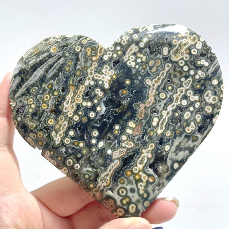 13 Pieces Large 8th Vein Ocean Jasper Heart 3 - Wholesale Crystals