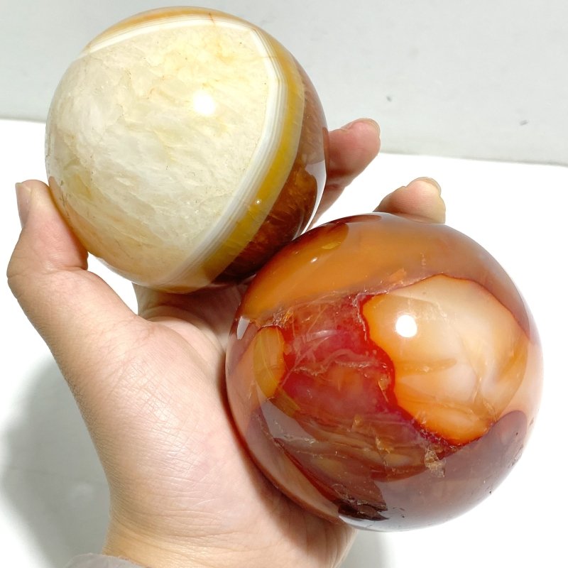13 Pieces Large Carnelian Stone Spheres - Wholesale Crystals