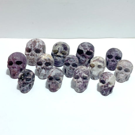13 Pieces Purple Fluorite Skull Carving - Wholesale Crystals