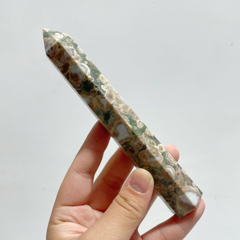 14 - 16CM Green Sakura Flower Agate Tower Point Wholesale - Wholesale Crystals