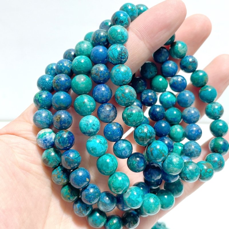 14 Pieces 8mm Chrysocolla Bracelets - Wholesale Crystals