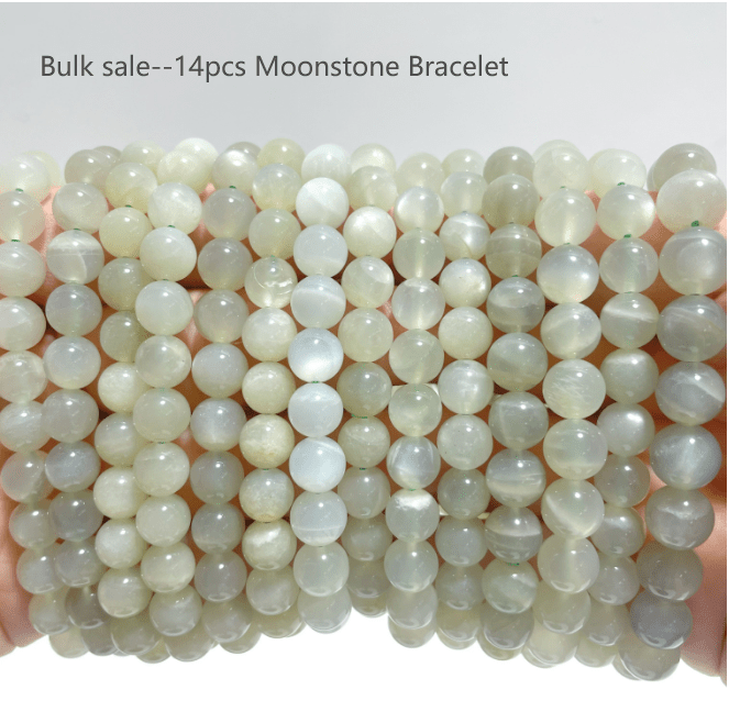 14 Pieces 8mm Light Green Moonstone Bracelet - Wholesale Crystals