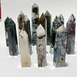 14 Pieces Fat Moss Agate Crystal Tower Points -Wholesale Crystals
