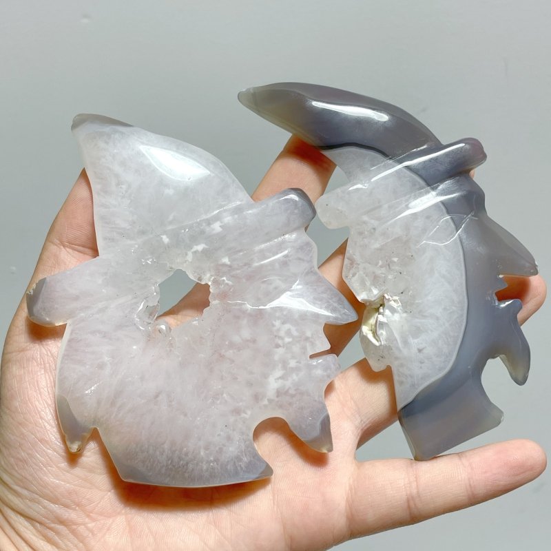 14 Pieces Geode Druzy Agate Geode Wizard Carving - Wholesale Crystals