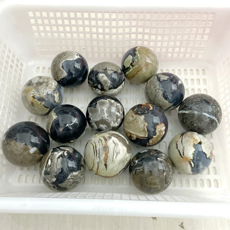 14 Pieces Volcano Agate Sphere(UV - Reactive) - Wholesale Crystals