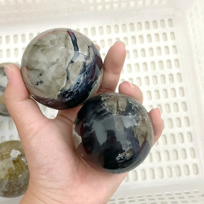 14 Pieces Volcano Agate Sphere(UV - Reactive) - Wholesale Crystals