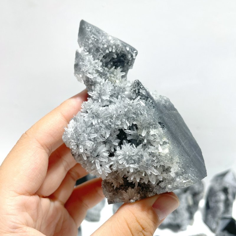 15 Pieces Black Clear Quartz Cluster Raw Side Point Tower - Wholesale Crystals