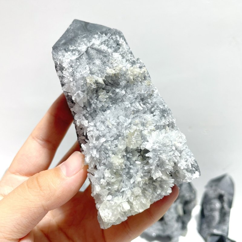 15 Pieces Black Clear Quartz Cluster Raw Side Point Tower - Wholesale Crystals