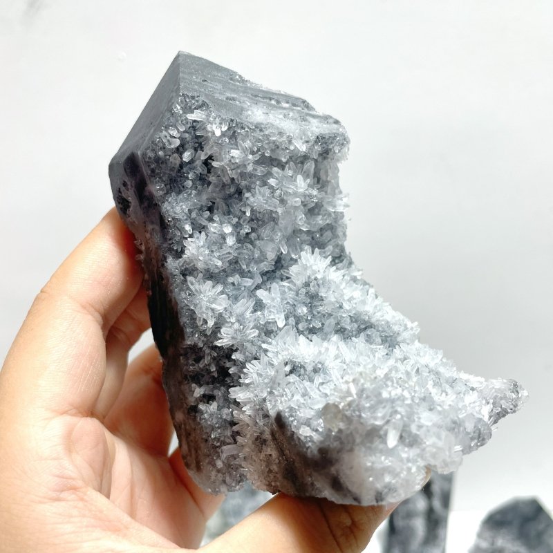 15 Pieces Black Clear Quartz Cluster Raw Side Point Tower - Wholesale Crystals