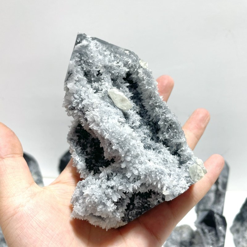 15 Pieces Black Clear Quartz Cluster Raw Side Point Tower - Wholesale Crystals