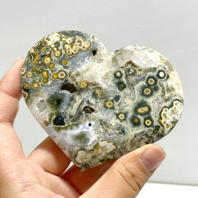 15 Pieces Large 8th Vein Ocean Jasper Heart 3 (Defect) - Wholesale Crystals