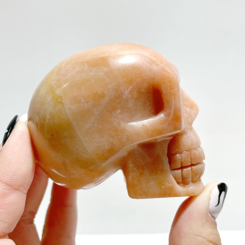 15 Pieces Orange Jade Skull Carving - Wholesale Crystals