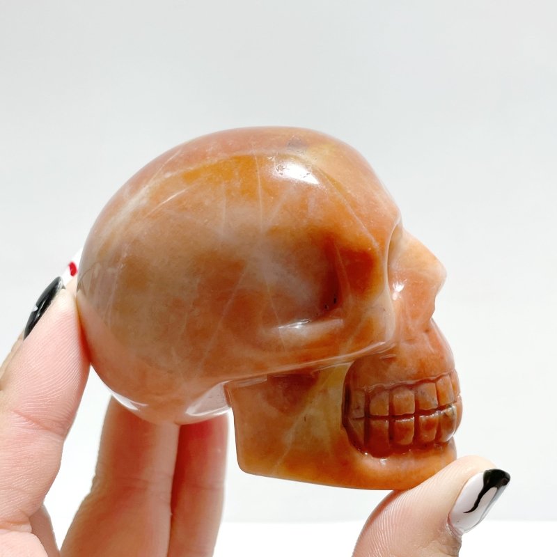 15 Pieces Orange Jade Skull Carving - Wholesale Crystals