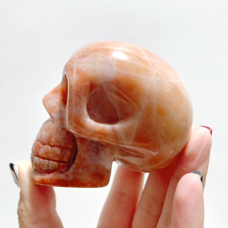 15 Pieces Orange Jade Skull Carving - Wholesale Crystals
