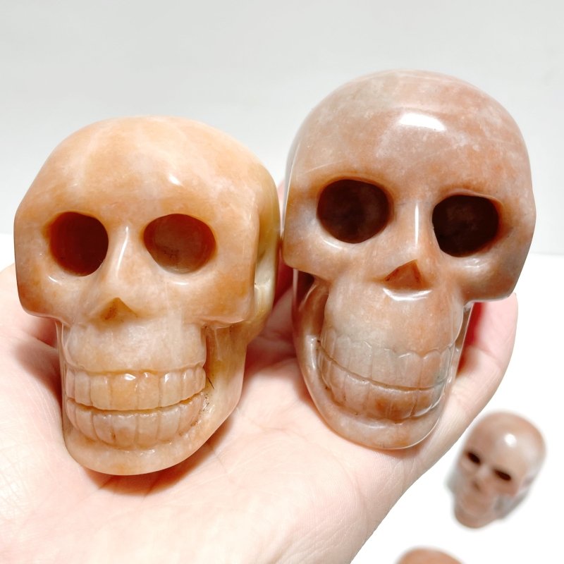 15 Pieces Orange Jade Skull Carving - Wholesale Crystals