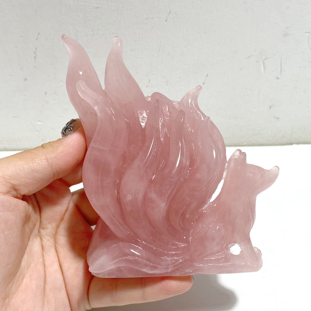 4 Pieces Rose Quartz Nine-tailed fox Carving