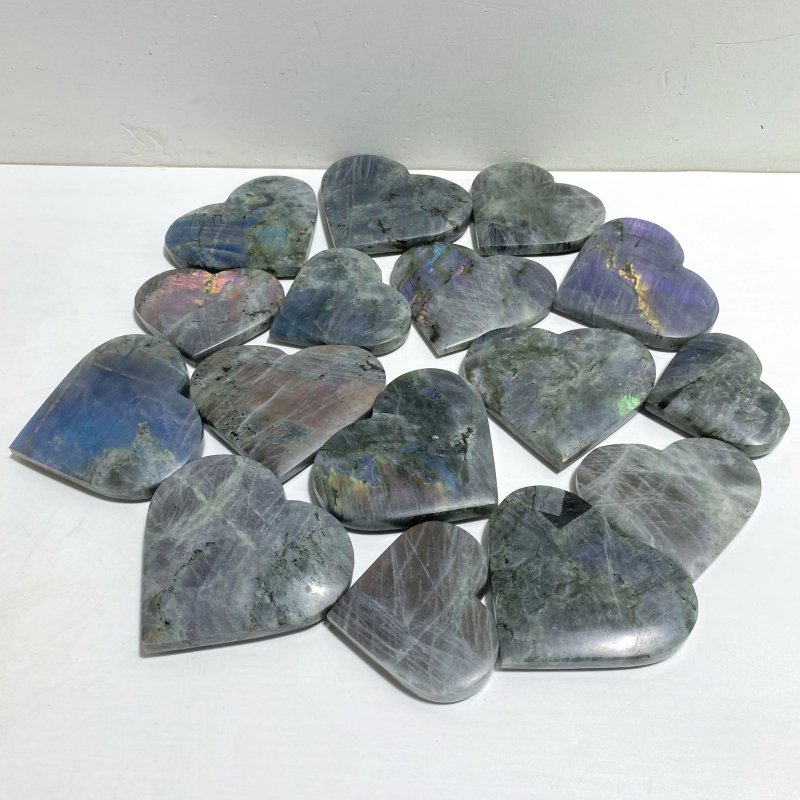 16 Pieces Beautiful Labradorite Heart -Wholesale Crystals