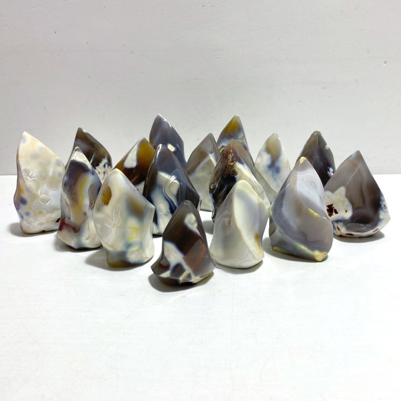 16 Pieces Black Orca Agate Flame Carving 3 - Wholesale Crystals