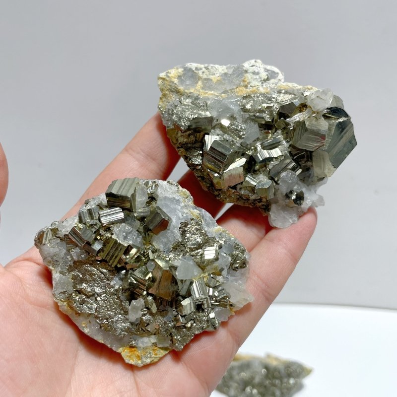 16 Pieces Pyrite Mixed Clear Quartz Cluster Specimen For Collection - Wholesale Crystals