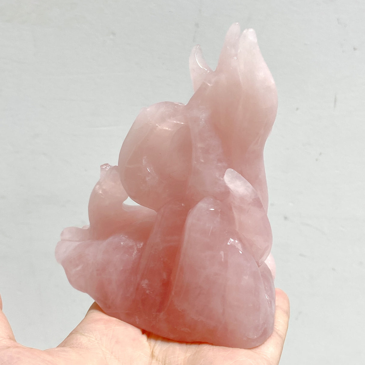4 Pieces Rose Quartz Nine-tailed fox Carving