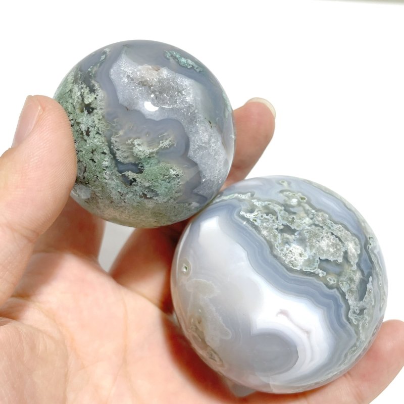 17 Pieces Beautiful Moss Agate Spheres - Wholesale Crystals