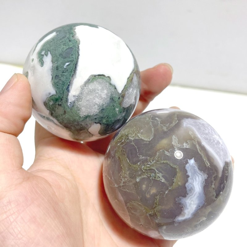 17 Pieces Beautiful Moss Agate Spheres - Wholesale Crystals