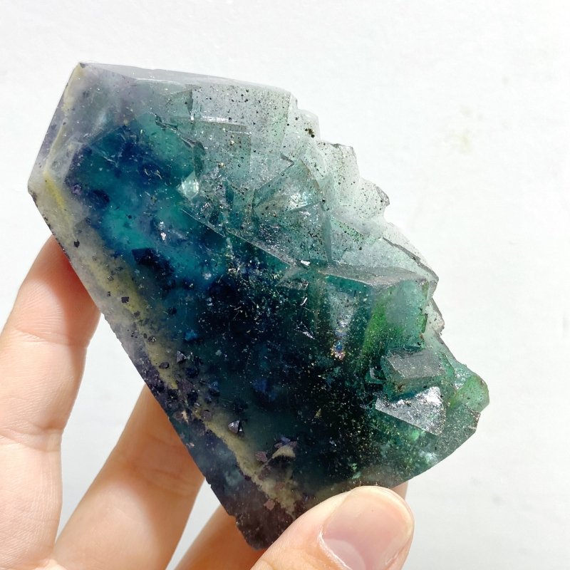 17 Pieces Blue Fluorite Mixed Pyrite Raw Side Tower Point -Wholesale Crystals