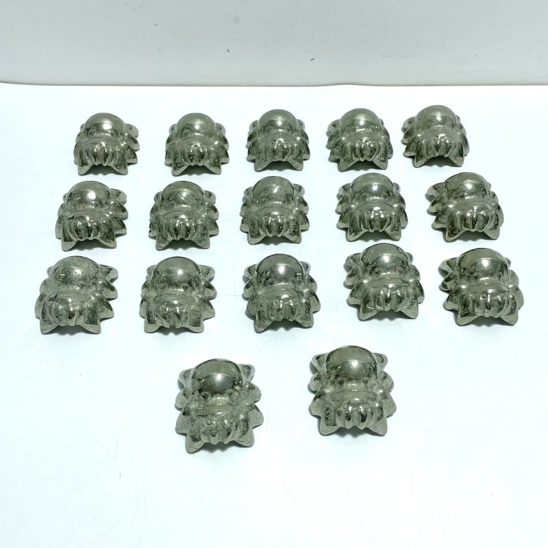 17 Pieces Halloween Pyrite Spider Carving - Wholesale Crystals