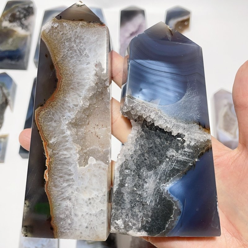 17 Pieces Large Four-sided Druzy Geode Agate Points -Wholesale Crystals