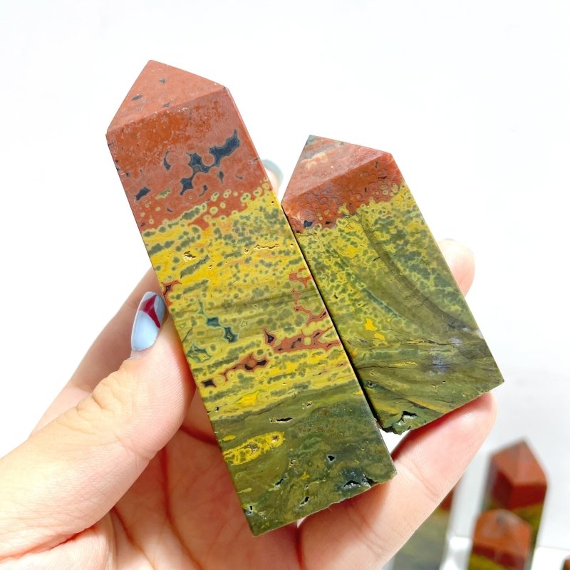 17 Pieces Ocean Jasper Four - sided Point 1 - Wholesale Crystals