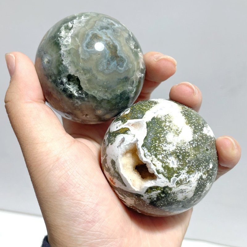 17 Pieces Ocean Jasper Spheres Balls - Wholesale Crystals