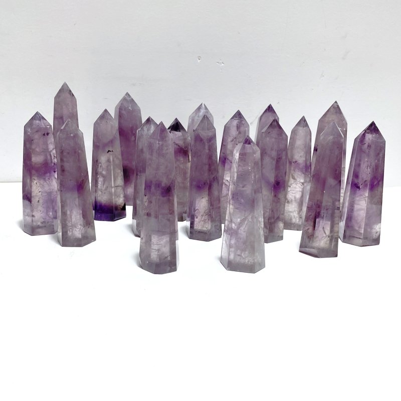 18 Pieces God's Fingerprint Amethyst Light Purple Tower Point - Wholesale Crystals