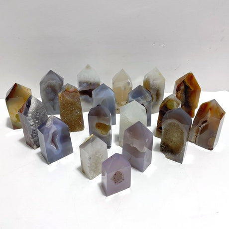 19 Pieces Beautiful Geode Druzy Agate Four - sided Tower Point - Wholesale Crystals