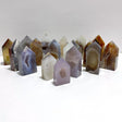 19 Pieces Beautiful Geode Druzy Agate Four - sided Tower Point - Wholesale Crystals