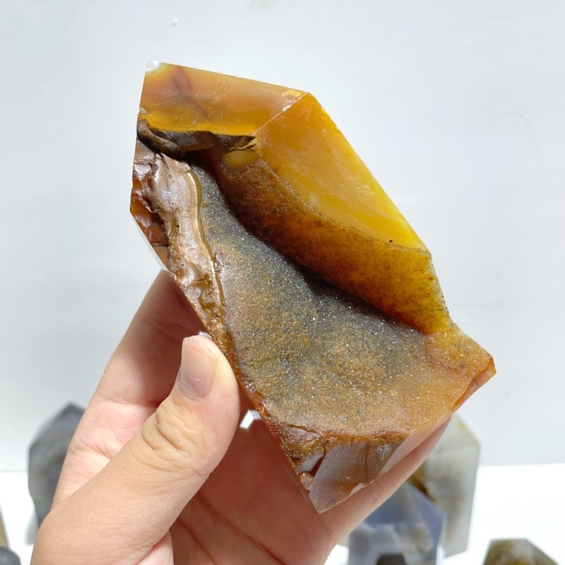 19 Pieces Beautiful Geode Druzy Agate Four - sided Tower Point - Wholesale Crystals