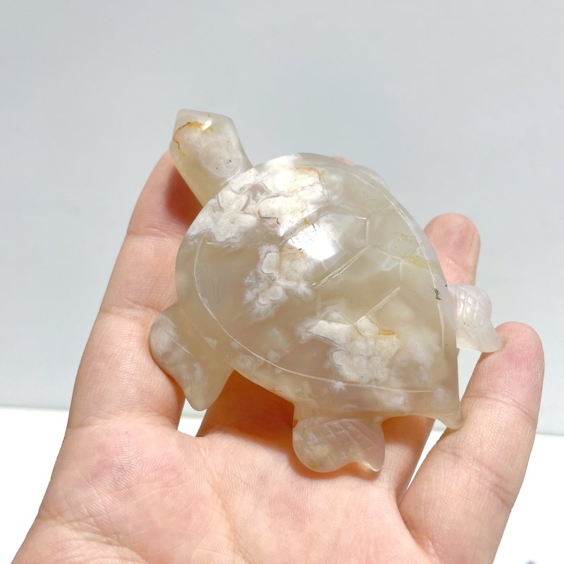 19 Pieces Beautiful Sakura Flower Agate Sea Turtle Carving - Wholesale Crystals