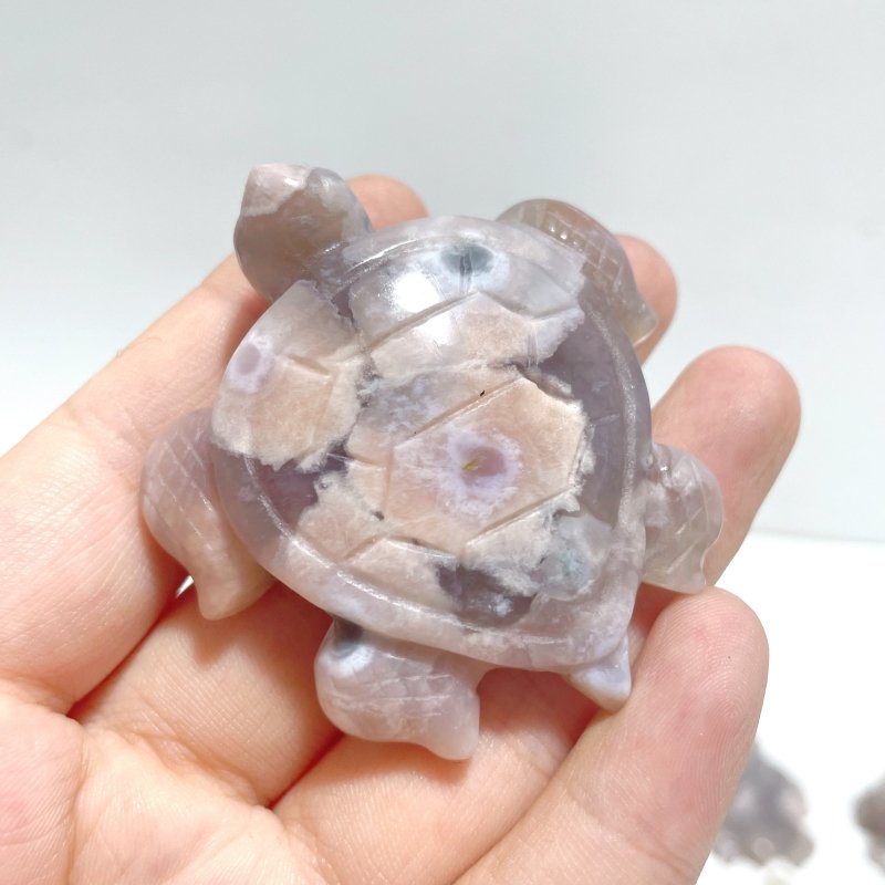 19 Pieces Beautiful Sakura Flower Agate Sea Turtle Carving - Wholesale Crystals