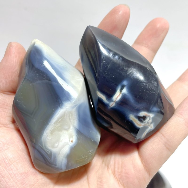 19 Pieces Black Orca Agate Flame Carving 2 - Wholesale Crystals