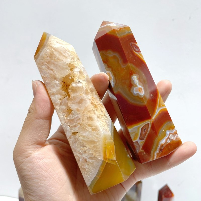 19 Pieces Carnelian Mixed Quartz Tower Point - Wholesale Crystals
