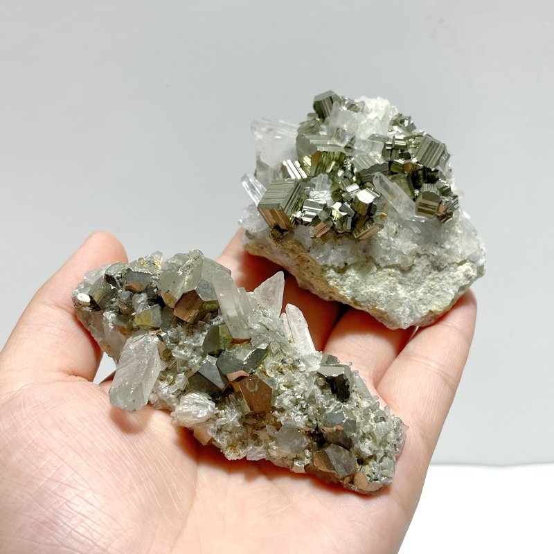 19 Pieces Pyrite Mixed Clear Quartz Cluster Specimen For Collection - Wholesale Crystals