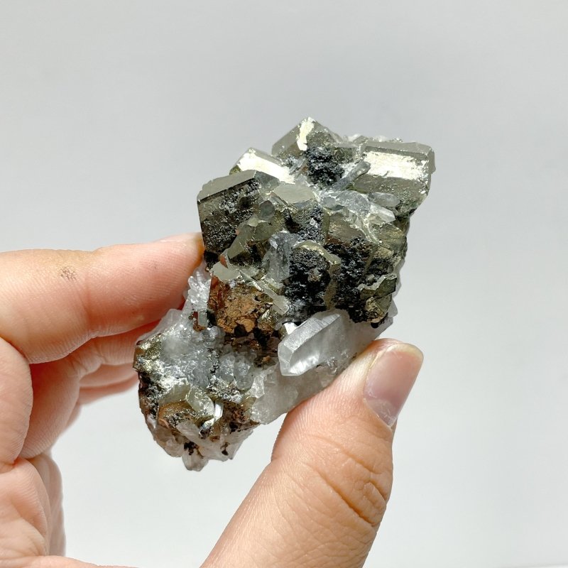 19 Pieces Pyrite Mixed Clear Quartz Cluster Specimen For Collection - Wholesale Crystals