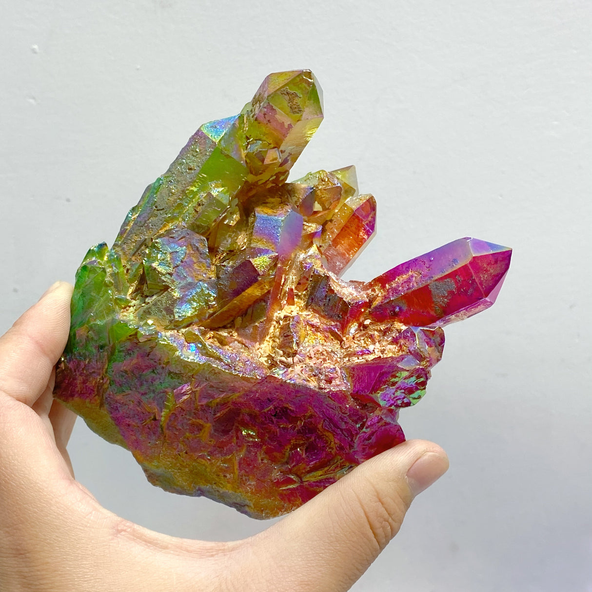 14 Pieces Aura Colorful Clear Quartz Cluster