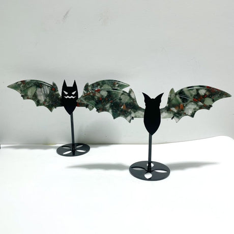 2 Pairs Africa Blood Stone Bat Wing Carving With Stand - Wholesale Crystals