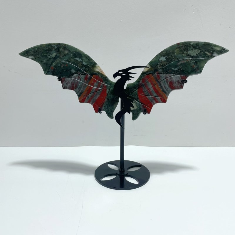 2 Pairs Africa Blood Stone Flying Dragon Wing With Stand - Wholesale Crystals