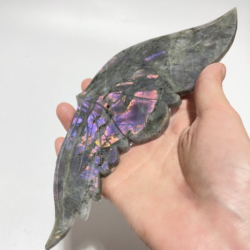 2 Pairs Butterfly Wing Carving With Stand Labradorite Crazy Agate - Wholesale Crystals