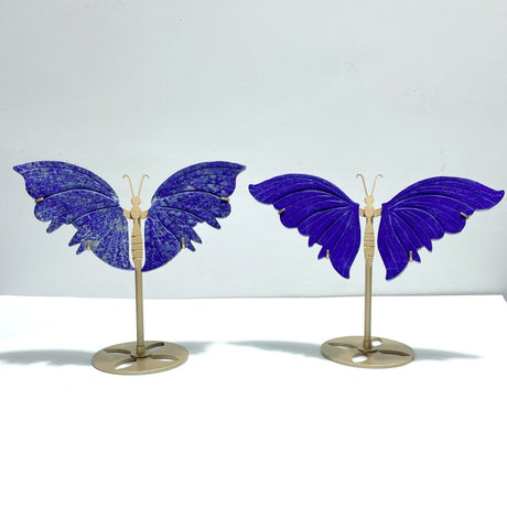 2 Pairs Delicate Lapis Lazuli Butterfly Wing Carving With Stand - Wholesale Crystals