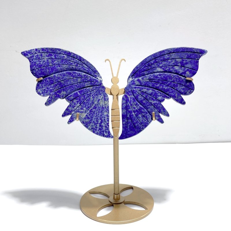 2 Pairs Delicate Lapis Lazuli Butterfly Wing Carving With Stand - Wholesale Crystals