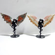 2 Pairs Demon And Angel Wing Carving With Stand Africa Blood Stone Pink Afghanistan Jade - Wholesale Crystals